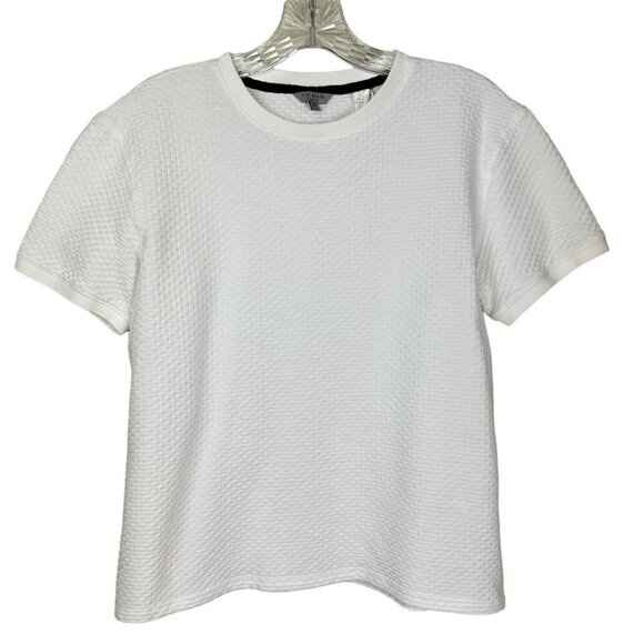 Ted Baker‎ Men's White Basketweave Crewneck Shirt Size 3 - Picture 1 of 11